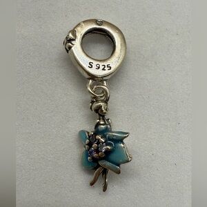 Sterling Silver Blue Flower Fairy Dangle Charm S925